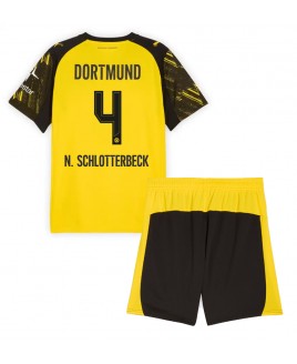 Günstige Borussia Dortmund Nico Schlotterbeck #4 Heimtrikotsatz Kinder 2025-26 Kurzarm (+ Kurze Hosen)